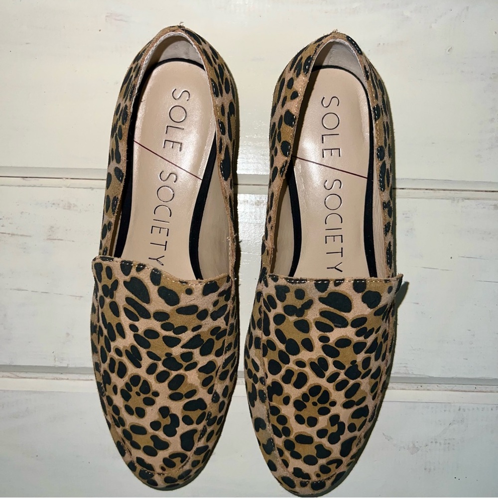 Sole Society Leopard Print Women's Loafers 7 1/2